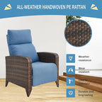 Outdoor Recliner Chairs Set of 2 Reclining Patio Chairs with Adjustable Back and Extended Footrest Wicker Rattan Recliner Chairs with Flip Table and Removable Cushion