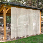 SpaceDresser Waterproof Outdoor Sheer Curtains for Patio - 2 Panels Rod Pocket Indoor Voile Sheer Curtain for Living Room,100W x 120L inch, Ivory