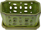 W&W Orchid Pot with Holes and Saucer for Repotting, YellowGreen, 9.7 Inch