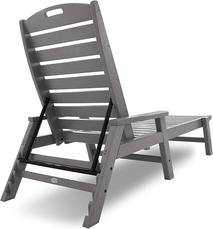 POLYWOOD NCC2280GY Nautical Arms Chaise, Slate Grey
