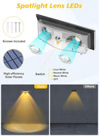 Solar Fence Lights Outdoor - 3000K/4000K/6000K 3 Color Modes, IP65 Waterproof Fence Lights Solar Powered Outdoor, Solar Powered Wall Light for Outside Porch Step Wall Stair Patio Yard (12 Pack)