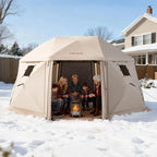 VEVOR Pop up Gazebo Screen Tent, 15 x 15 ft, 13-Sided Spherical Camping Canopy Tent with Removable Top & Carry Bag, Quick-Set & Bite-Proof, Screen House Sun Shelter for 12-15 Persons, Beige