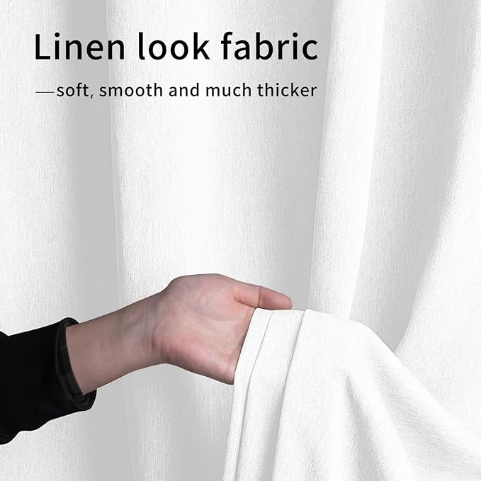 Easy-Going Linen Look Outdoor Curtains Waterproof Windproof Porch Curtains, Soft Thicken Outdoor Privacy Curtains for Patio, Gazebo, Grommet Top and Tab Bottom Drape, 2 Panels, 54x84 inch, White