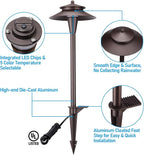 LEONLITE 5CCT Low Voltage Pathway Lights, 12-24V LED Landscape Path Light, 1800/2700/3000/4000/5000K, Double Layer, CRI90, IP65 Waterproof Landscape Lighting, Aluminum, Oil Rubbed Bronze, Pack of 6