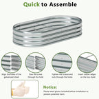 zizin 2 Pack Oval Galvanized Raised Garden Bed Kit 6x3x1ft Large Metal Planter Box for Outdoor Vegetables, Silver