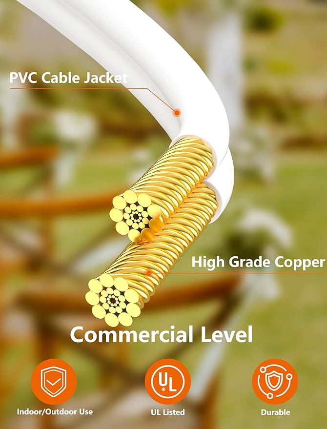 String Lights, 50 Ft Connectable Globe Patio Lights with 53 Clear G40 Bulbs
