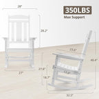 LUE BONA Outdoor Rocking Chairs Set, 3-Piece, HDPS Poly Porch Rockers with Table, Plastic Weather Resistant Rocking Chair Set for Outdoor Indoor, Garden, Backyard, 350lb,White Chairs+Table