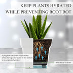 6-Pack 17" + 7" Window Box Planters & Square Pots - 4p Square Planters with Built-in Drainage & Stopper, 2p Rectangular Flower Boxes, Heavy-duty Flower Pots BPA-Free for Indoor Outdoor Gardening