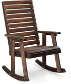 VINGLI Wooden Rocking Chair with High Backrest, Solid Fir Wood, Heavy Duty 600 LBS Patio Rockers for Indoor and Outdoor, Garden, Yard, Patio, Rustic