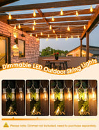 75FT(3x25FT) Outdoor String Lights, Patio Lights with 30+3 LED Dimmable Waterproof Connectable ST38 Bulbs for Gazebo Backyard Christmas, White