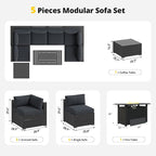 Aoxun Patio Furniture Set with Fire Pit Table, 8 Piece Outdoor Sectional Sofas, Wicker Rattan Outdoor Furniture with Thickened Cushion for Backyard, Garden Dark Grey