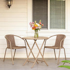 VINGLI PE Rattan Outdoor Dining Chairs Set of 4, Plastic Stackable Patio Chairs for Indoor, Porch, Restaurant, Garden,Champagne