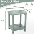 Adirondack Square Outdoor Side Table,2-Tier Storage Patio Side Table, HDPE End Tables for Backyard Pool Porch Garden Lawn