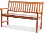 VEVOR Wood Outdoor Bench, 2-Person Garden Bench with Backrest and Armrests, 800 lbs Load Capacity,All-Weather Never Rot Patio Bench for Garden, Park, Yard, Front Porch