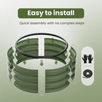 ZXZYHFTY Round Galvanized Raised Garden Bed kit,Green Outdoor Garden Raised Planter Box, Round Large Metal Raised Garden Beds for Vegetable 2 * 2 * 1ft 1 Pack