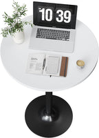 Flamaker Round Bistro Pub Table Modern Style Metal Base MDF Top Cocktail Bar Table Counter Bar Height for Pub, Dining Room, Party (1, White-Black)