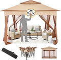 11x11 Pop Up Gazebo Canopy Tent Easy Up Outdoor Gazebo – Khaki