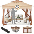 11x11 Pop Up Gazebo Canopy Tent Easy Up Outdoor Gazebo – Khaki