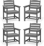 SERWALL Outdoor Dining Chairs Set of 4, All-Weather HDPE Patio Chair with 19.7" Widened Seat, for Backyard, Garden, Gray