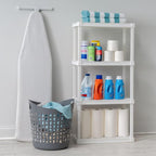 IRIS USA 4-Shelf Light Duty Plastic Storage Shelves, 200lb Capacity, 48" H x 24" W x 12" D, Medium Modular Shelving Unit Storage Organizer for Bathroom, Laundry, Garage & Home, Storage Rack - White