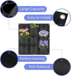 9 Pockets Hanging Planter Bags, Hanging Vertical Wall Mounted Plant Planting Grow Bags, Herb Garden Planter Outdoor Indoor Growing Bag, Gardening Vertical Greening Flower Container(0.5m×0.5m, Black)
