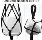 Macrame Plant Hanger - Fits 4 to 13 inches Pots for Indoor Outdoor, 34"/41"/46" 3 Sizes Set, Black (POTS NOT Included)