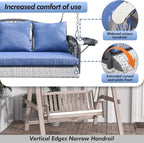 Wicker Porch Swing Heavy Duty 900 LBS 3-Seat Outdoor Patio Swing Chair with Cushions & 8.9ft Chains Outdoor Hanging Bench with Upgraded Cup Holders for Garden Deck Backyard
