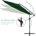 Best Choice Products 10ft Offset Cantilever Hanging Market Patio Umbrella, 8 Sturdy Ribs, Easy Adjustment - Green