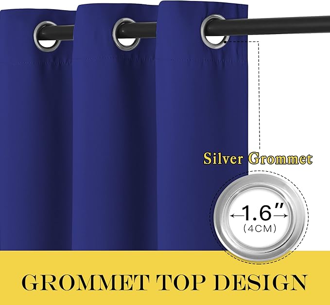 NICETOWN Blackout Curtains 54 Inches Long, Thermal Insulated Room Darkening Curtains for Bedroom, Window Treatment Drapes for Living Room Nursery (W66 x L54 Inch, Navy Blue, 1 Panel)