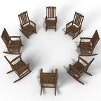 Oversized Rocking Chair Set of 8, Outdoor Rocking Chair for Adults, All Weather Resistant Porch Rocker for Lawn Garden, Wood