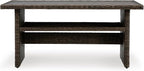 Signature Design by Ashley Brook Ranch Casual Outdoor Multi-use Table with 1 Fixed Shelf, Dark Brown & Gray