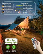String Lights for Camping, Solar Powered, 150 Warm White LEDs
