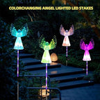 Angel Solar Lights for Cemetery, 2 Pack Solar Lights Outdoor Garden, Color Changing Decorative Angel Lights for Yard Patio Pathway Grave Decoration Memorial Gifts