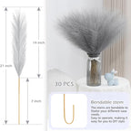 Artificial Plants Greenery: 30 Pcs Grey Faux Pampas Grass, 21.7 Inch Silk