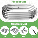 TATAANTY Galvanized Raised Garden Bed for Outdoor: 4X2X1ft Durable Metal Vegetable Plant Container Kit - Oval Planter Box for Gardening Flower Trough