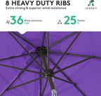 JEAREY 9FT Outdoor Patio Umbrella Outdoor Table Umbrella with Push Button Tilt and Crank, Market Umbrella 8 Sturdy Ribs UV Protection Waterproof for Garden, Deck, Backyard, Pool (Dark Purple)