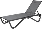 Kozyard Outdoor Chaise Lounge Chair, Full Flat Adjustable Patio Lounger with Aluminum Frame & Resin Legs, Textilene Fabric for Poolside, Backyard & Beach (Gray, Chair)
