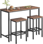 HOOBRO Bar Table and Chairs Set, 47.2” Rectangular Pub Table with 2 Stools for Small Space, High Top Table, 3-Piece Breakfast stools Set, Sturdy Metal Frame, Easy to Assemble, Rustic Brown BF52BT01
