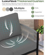 Aluminum Outdoor Patio Couch Loveseat, HDPE Rope Patio Sofa with Washable Thick Cushion, All-Weather Patio Furniture for Balcony, Yard, Gray Frame, Charcoal