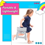 Delxo Folding Step Stool, 11 inch Non-Slip Foldable Stools for Kids & Adults Up to 300 LBS, Step Stool with Handle, Lightweight for Kitchen, Bathroom, Bedroom, Garden, Grey, 1PC