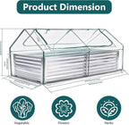 DUMOS Raised Garden Bed with Cover, 6x3x2ft Planter Box Outdoor for Deep-Rooted Herbs/Flowers/Vegetables, Large Metal Garden Bed Mini Greenhouse for Patio, Balcony and Backyard, Silver