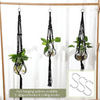6 Pcs Plastic Plant Propagation with Boho Macrame Hanger Wall Plant Propagation Station Hanging Holder Include Hooks Kit for Indoor Home Garden Office Decor 3 Size (Black)