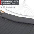 55in Hammock with Stand, Heavy Duty Hammock with Stand Included, Two Person Hammock with Curved Spreader Bar, Pillow and Portable Bag, 450 Lbs Capacity, Dark Gray