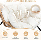 Vongrasig Wicker Egg Chair PE Rattan Chair with Cushion, Oversized Patio Lounge Chair for Outdoor, Indoor, Balcony, Backyard, Garden, Living Room, Beige
