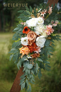 Artificial Flower Swag Set, 2 Pack in Caramel and White, 32 Inch Silk Blend