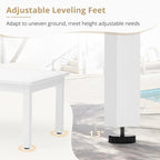 LUE BONA Outdoor Coffee Table, HDPS White Patio Coffee Tables for Outside Rectangle, Adjustable Levelling Feet/Weather Resistant, Patio Table for Deck, Pool, Balcony, Indoor or Outdoor Use