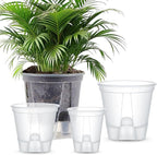 Self Watering Pots for Indoor Plants with Deep Reservoir and High Drainage Holes for Outdoor Plants and Flowers, Bare Root Planter(4.72''/5.91''/7.09''/8.27'',Clear,4 Pcs)
