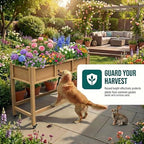 YITAHOME Raised Garden Bed HDPE, 47x18x31In Poly-Wood Weather-Resistant Raised Flower Bed, Elevated Planter Box with Lockable Wheels for Vegetables, Brown