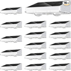 NIORSUN Solar Fence Lights,16 Pack Solars Deck Light,Warm White Color,Outdoor Bulb Waterproof Led IP65,Power Patio Lamp with Lenses for Outside/Backyard/Railing/Yard(White)