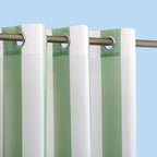 Sun Zero Valencia 2-Pack Cabana Stripe Indoor/Outdoor UV Protectant Energy Efficient Grommet Curtain Panel Pair, Spa Green, 54" x 108